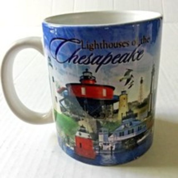 Rare Lighthouses Of The Chesapeak Bay MD 8 Oz Coffee Mug 4" H x 3 1/4" W GUC - Picture 1 of 1